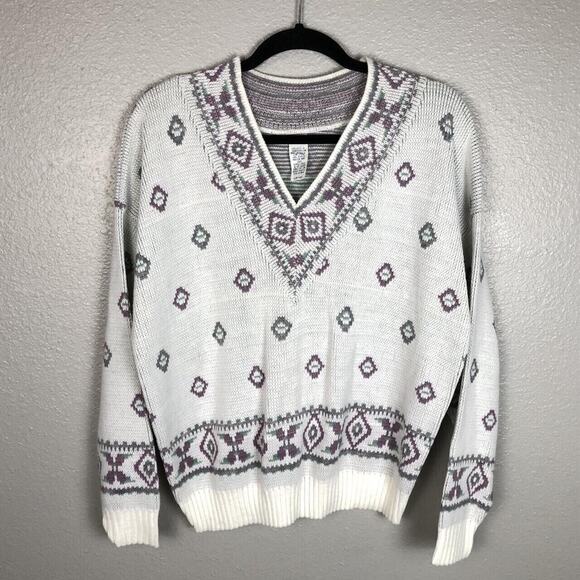 Vintage Size Large Matching Sweater & Cardigan Pastel Knit Floral Cottage Flower - Picture 3 of 8